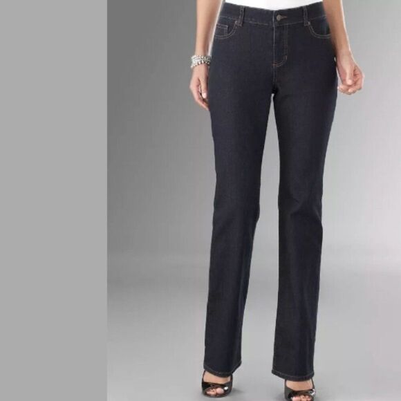 Chico’s Bootcut Jeans Size 1 (8) Stretch Platinum Dark Rinsed - Picture 1 of 16